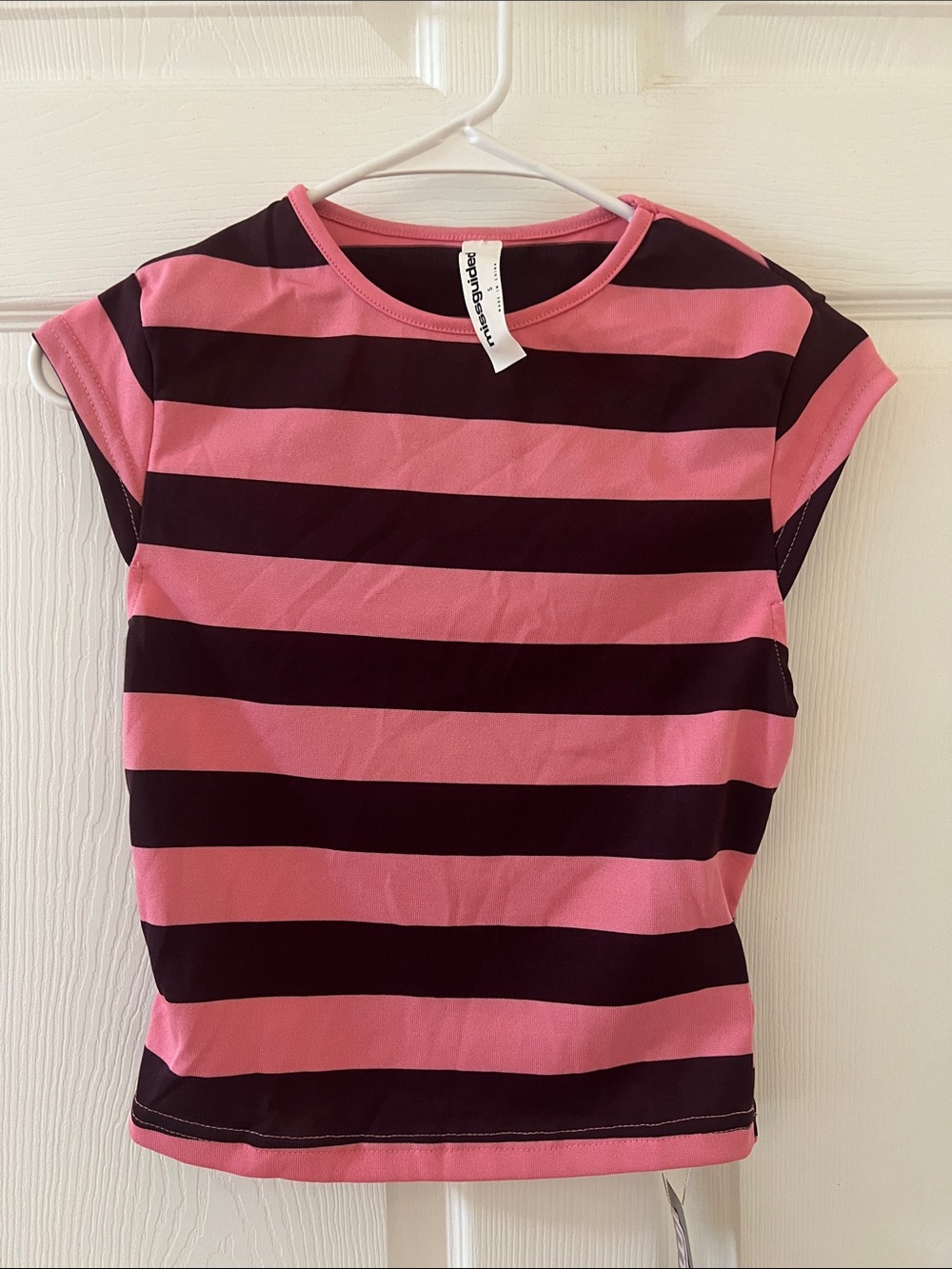 Missguided + Pink and Purple Striped Short Sleeve Tee NWT